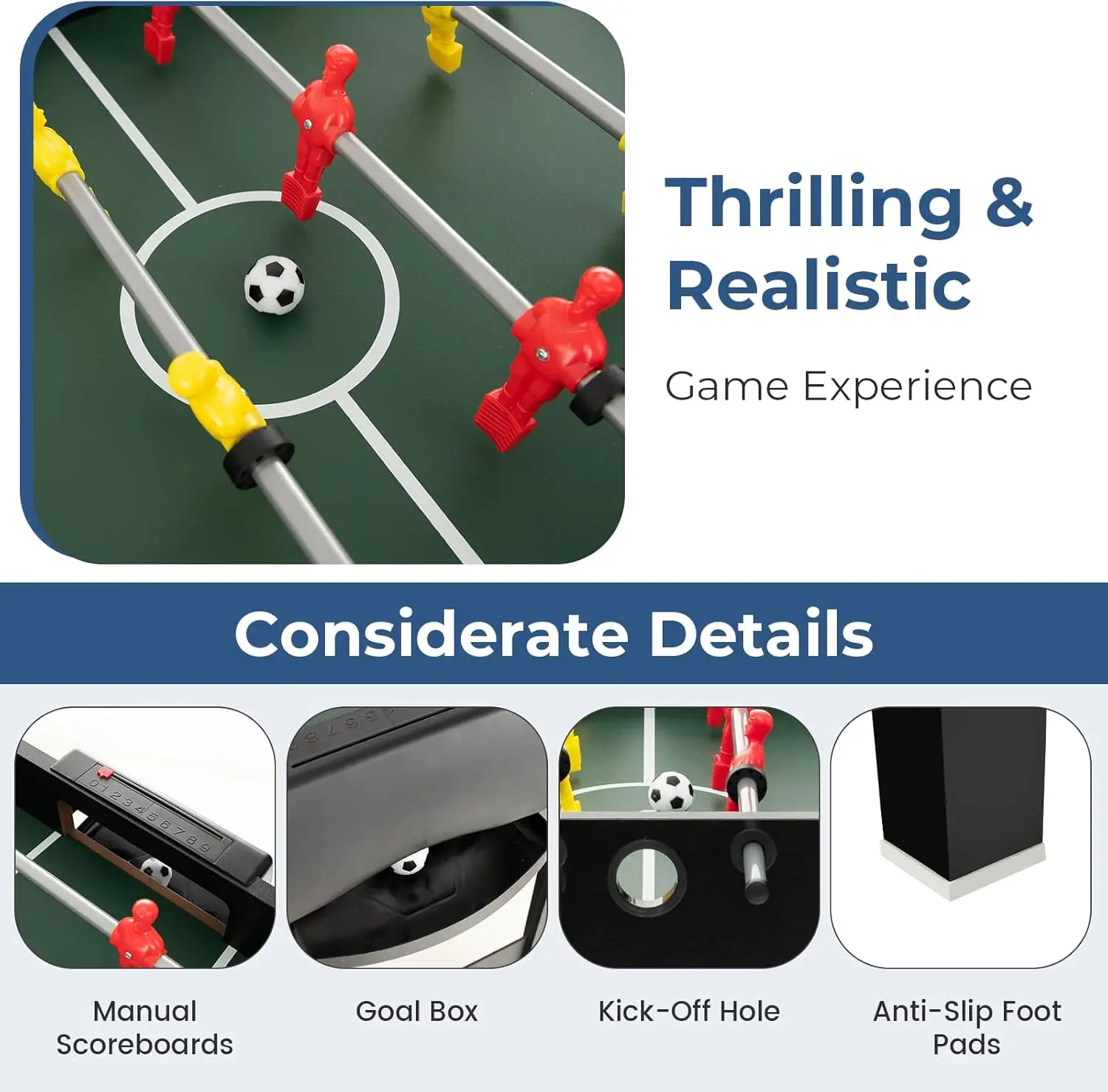 49" Multi Game Table, 4 in 1 Game Table with Foosball Table, Pool Billiards, Air Hockey & Table Tennis, Complete Combination 6