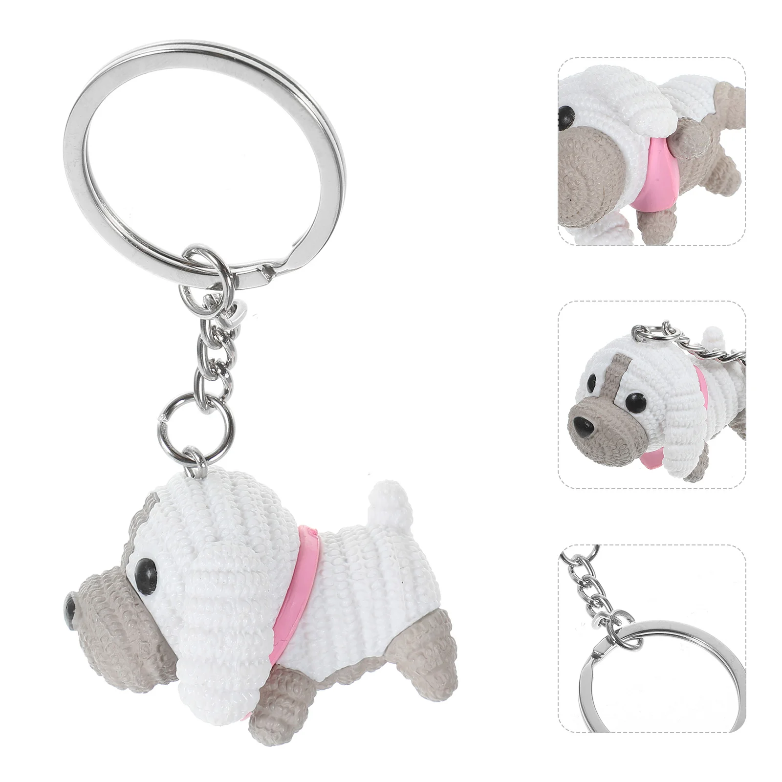 

Dog Keychain Hanging Rings The Gift White Lovely Pendants Decors Pvc Keychains Child Mini Purse