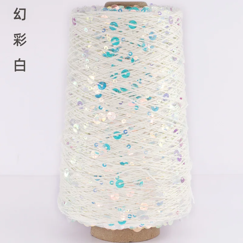500g /1300M DIY Hand Knitting Cotton Yarn 3mm+6mm Sequins Yarn DIY for Woman Woollen Sweater Hat Scarf 6