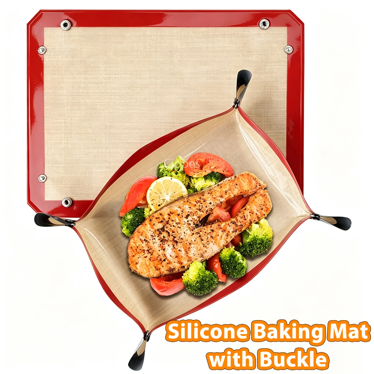 Leakproof Silicone Baking Mat with Buckle – Non-Stick Oven Mat and Snap-Together Corners Forming Tray