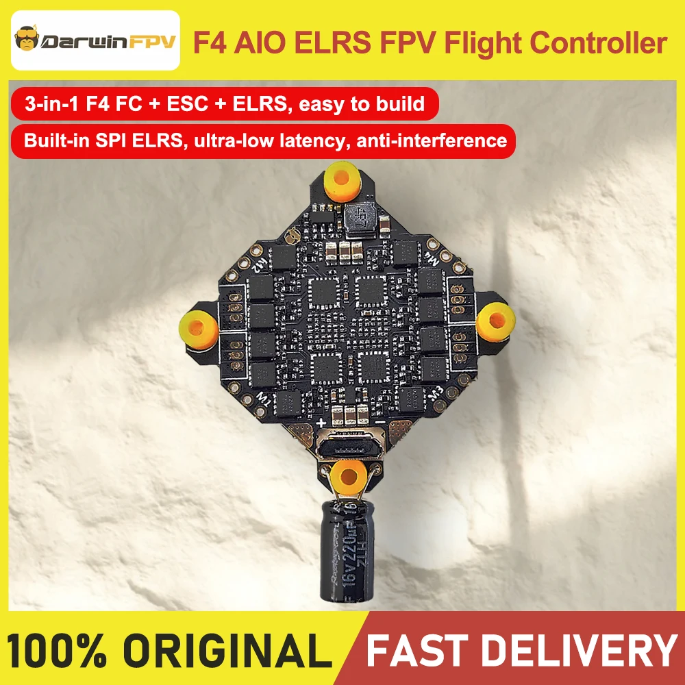 DARWINFPV F411 AI0 15A ELRS 3.X 4in1 Контроллер полета 1-3S Lipo Whoop Blheli_S Betaflight FC для RC Drone FPV Racing thumbnail 2