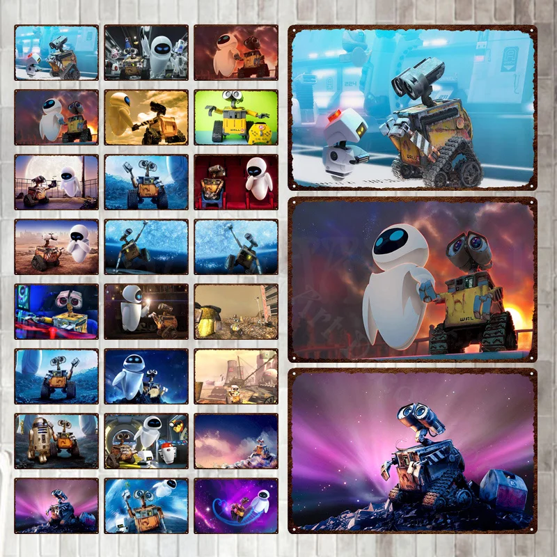Disney Wall E Metal Plate Metal Sign Metal Poster Tin Sign Plaque Retro Wall Decor For Bar Club Men'S Cave Metal Sign Home Decor