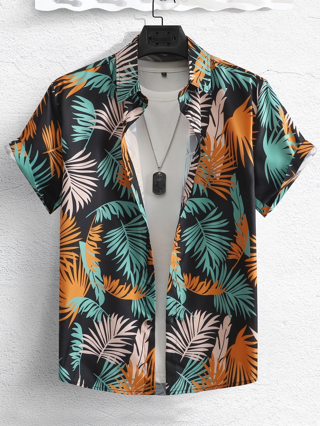 Hawaiian Print Men's and Women's Short Sleeve Shirts Oceanside Lapel Button-Down Shirt Tops 4