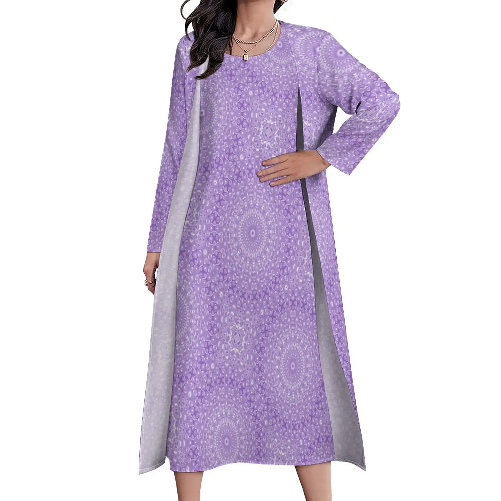 

Винтажное платье с принтом лаванды, Осенние фиолетовые и Белые пляжные Длинные платья в уличном стиле бохо, женское современное Платье макси с графическим принтом
