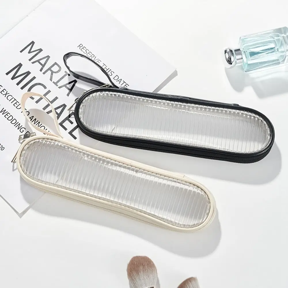 

PVC Transparent Eyebrow Pencil Box Cosmetic Storage Bag Transparent Makeup Bag Portable Makeup Brush Organizer Zipper Closure