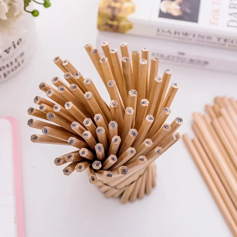 Eco-friendly Natural Wood Black HB Pencils - Non-toxic Stationery for Sketching and Writing