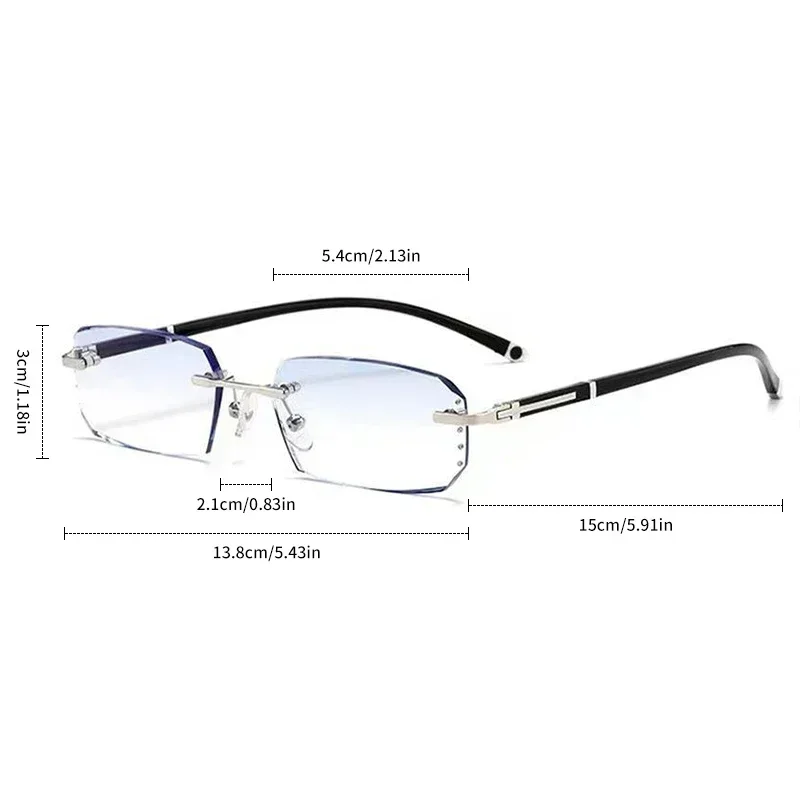 Myopia glasses Anti blue light glasses Prescription eyeglasses Frameless Diamond Cut Edge Minus Glasses for Men Women Ultralight HD Anti Blue Light Myopia Eyeglasses Diopter 0 To-4.0