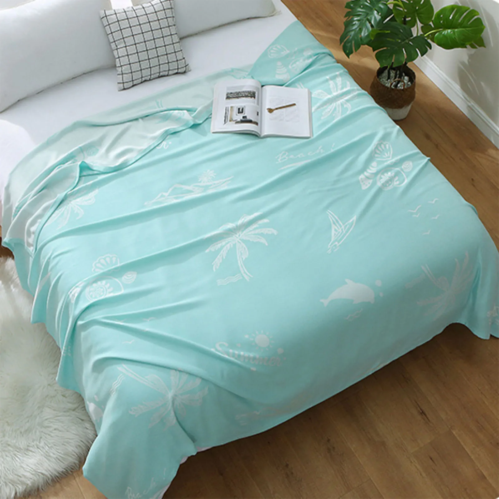 

Bamboo Cooling Blankets Smooth Air Condition Blanket Lightweight Summer Quilt Cool Feeling Skin-friendly Breathable Fabric