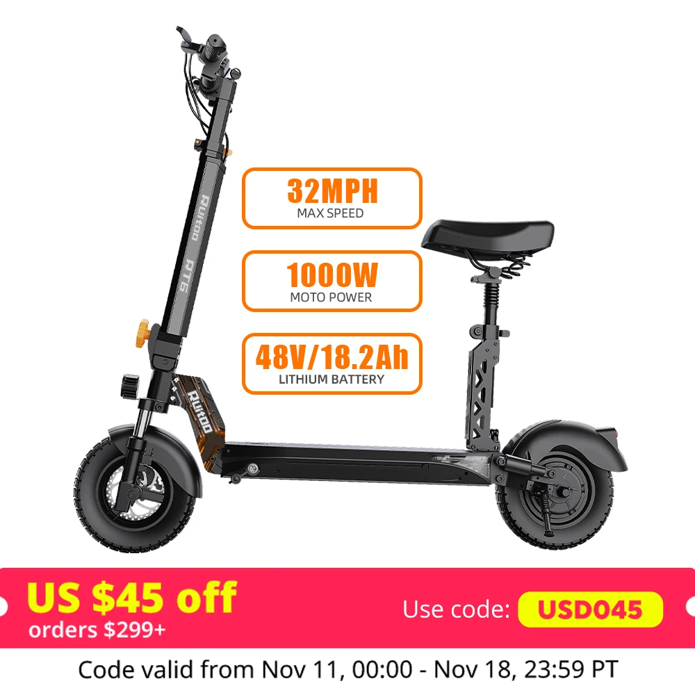 RuiToo RT6 1000W powerful 48V18.2AH Drive Electric scooters electr 10inch Tires Folding eScooter For Adult Raycool