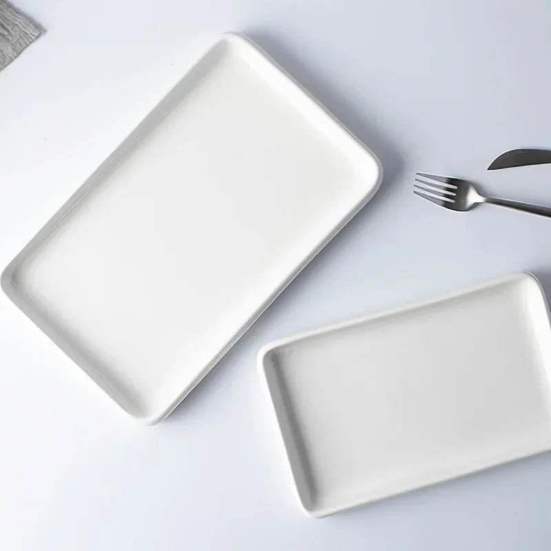Ceramic Plate White Square Round Western Food Plate Dinner Plate Tableware Multifunctional Storage Tray Home Kitchen Supplies 5