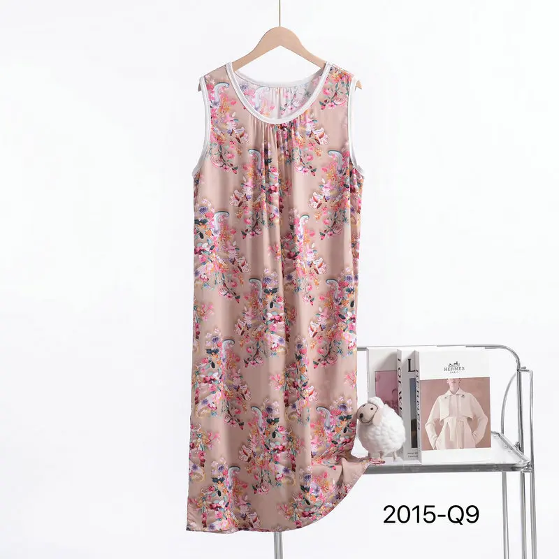 Poplin sleepdress Plus size summer women's dress sleeveless tank dress Flowers nightdress XL to 6XL homewear clothing women nightgowns women nightdresses women pajamas sleeping dress