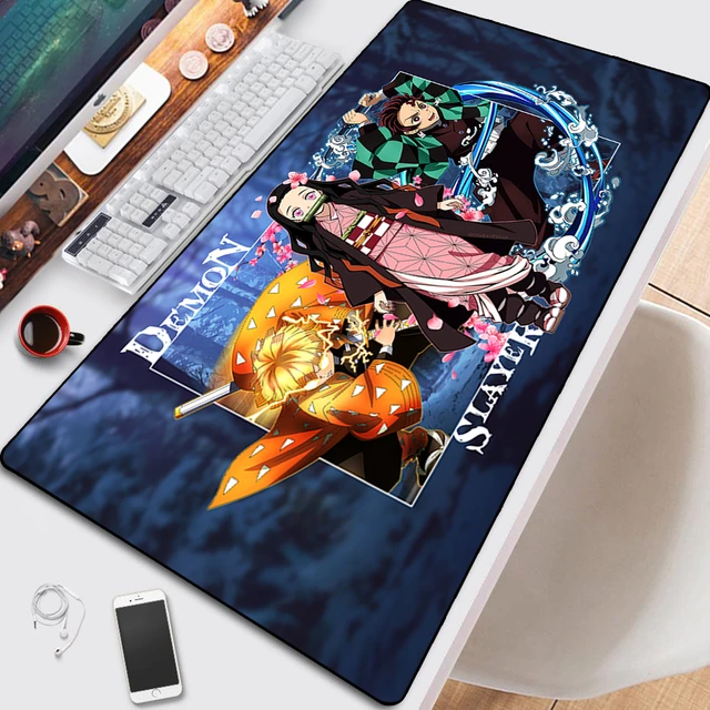 Grand tapis de souris de jeu média, ordinateur PC Gamer, ordinateur  portable, Mausepad, Demon Slayer, Kamado Nezuko, clavier polymères, tapis  de bureau - AliExpress