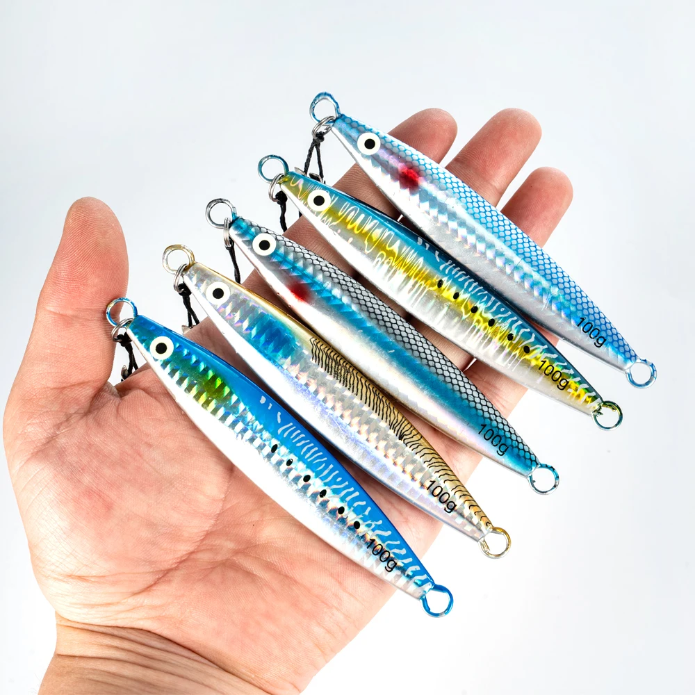5Pcs Leucht Angeln Köder 10/20/30/40/60/80/100g Metall Jig 3D Augen Sinking Locken Laser Casting Jigging Locken Künstliche Harten Köder – Detail 10