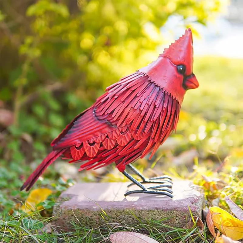 Cardinal Grosbeaks Red Bird Resin Sculpture Living Room Bedroom Decoration Crafts Festival Gifts Yard Ornament Outdoor