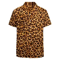 Full Print Leopard Graphic Shirts For Mens Summer Short Sleeves Button Down Hawaiian Beach Shirts Mens Oversized Tees Top 1