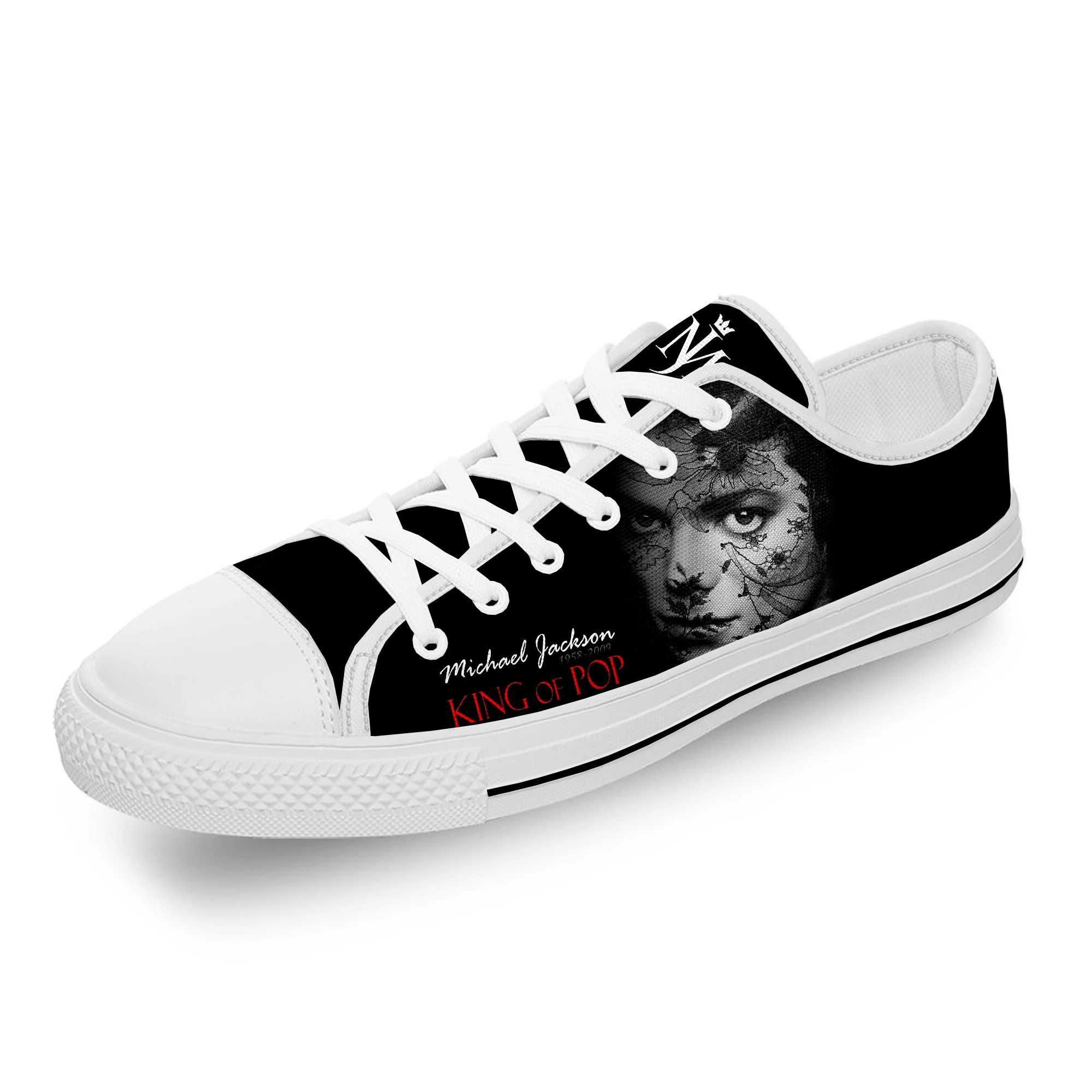 Michael Jackson Cool Funny White Cloth 3D Print Low Top Canvas Fashion Funny Shoes Men Women Lightweight Breathable Sneakers