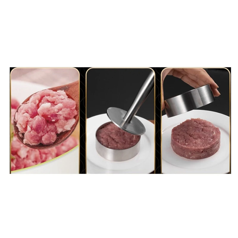 304 Stainless Steel Hamburger Meat Cake Press Burger Patty Maker Mold Manual Cake Beef Pork Rice Press Grill Meat Tools Durable