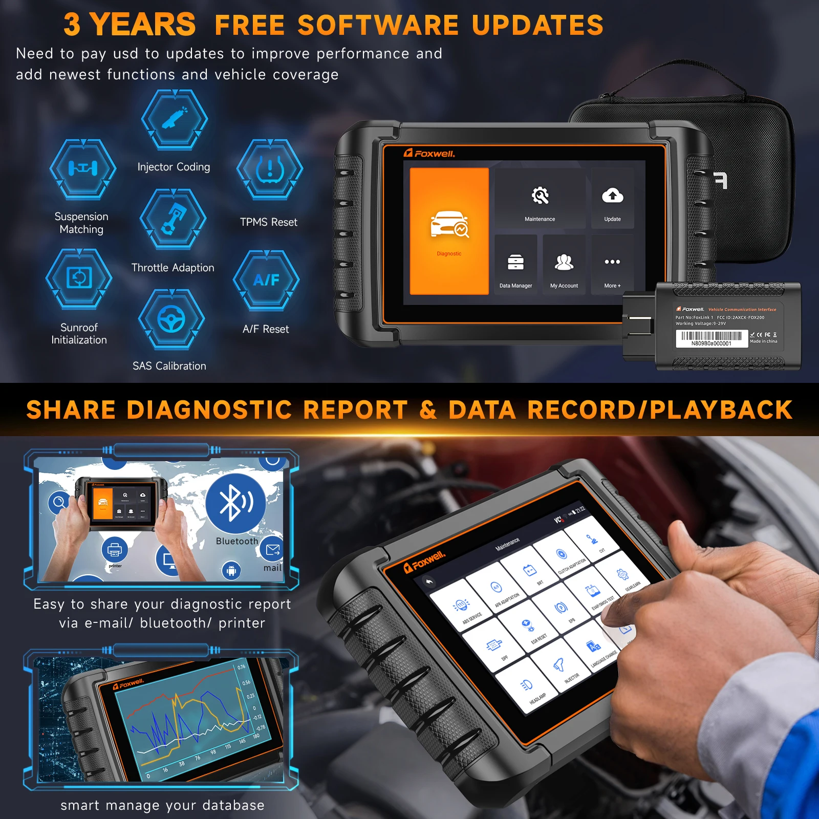 FOXWELL NT809BT All System Bidirectional OBD2 Scanner DPF TPMS OIL 30+ Reset Auto Professional Automotive Car Diagnostic Tool 5