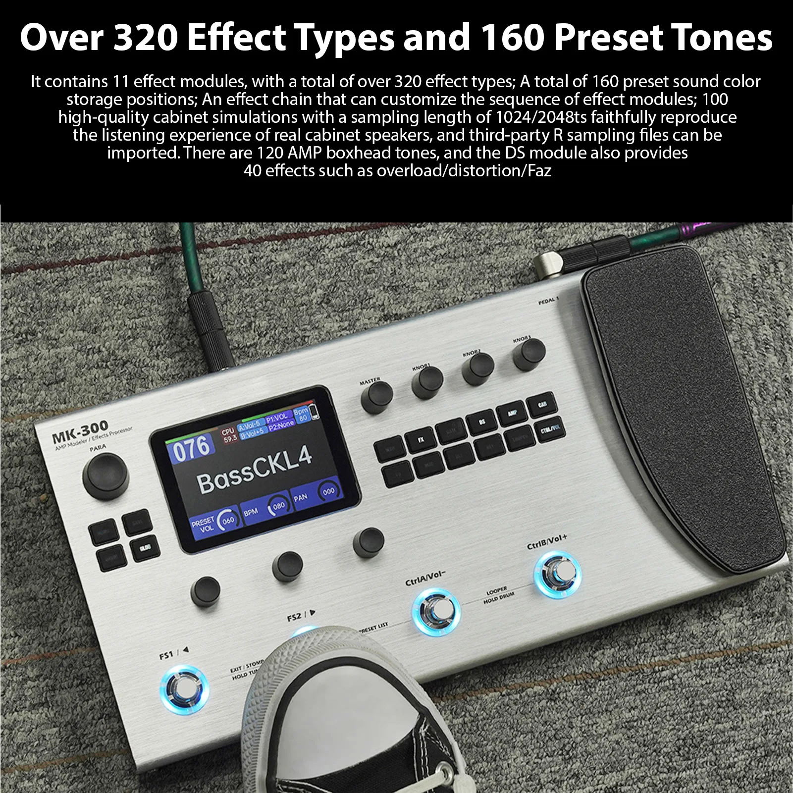 M-VAVE Guitar Effects Processor 120 AMP Models Drum Machine Loop MIDI Interface Re-Amp Portable Guitar Multi-Effects Processor guitar effect pedal,guitar effects pedal
