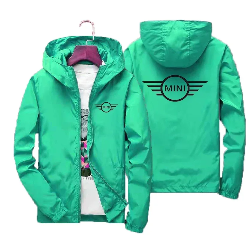thumbnail image 1 of Chaqueta Bomber con capucha y cremallera para hombre, último estampado de patrón Mini Cooper, cortavientos informal Xipper, coche de moda, primavera y otoño, 1 of 5