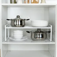 Kitchen Cabinet Storage Shelf Stackable Plate Rack Organizer Divider Single Double Layer Pot 1