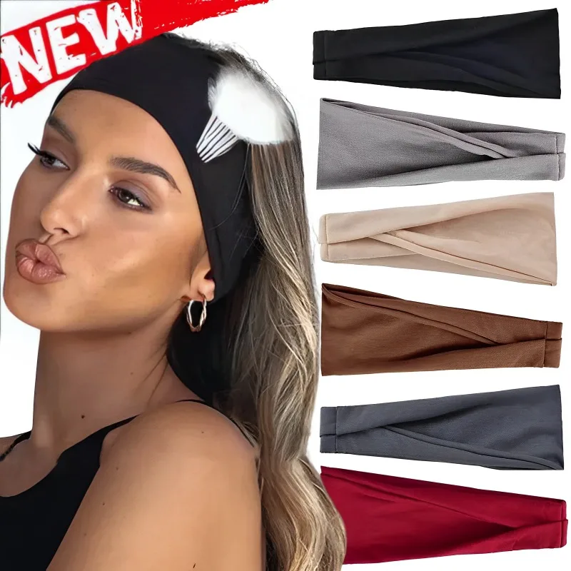 

Women Solid Color Elastic Hair Bands Sweat Wicking Yoga Sport Headband Fashion Turban Makeup Hair Hoop Headwrap Hair Accessories