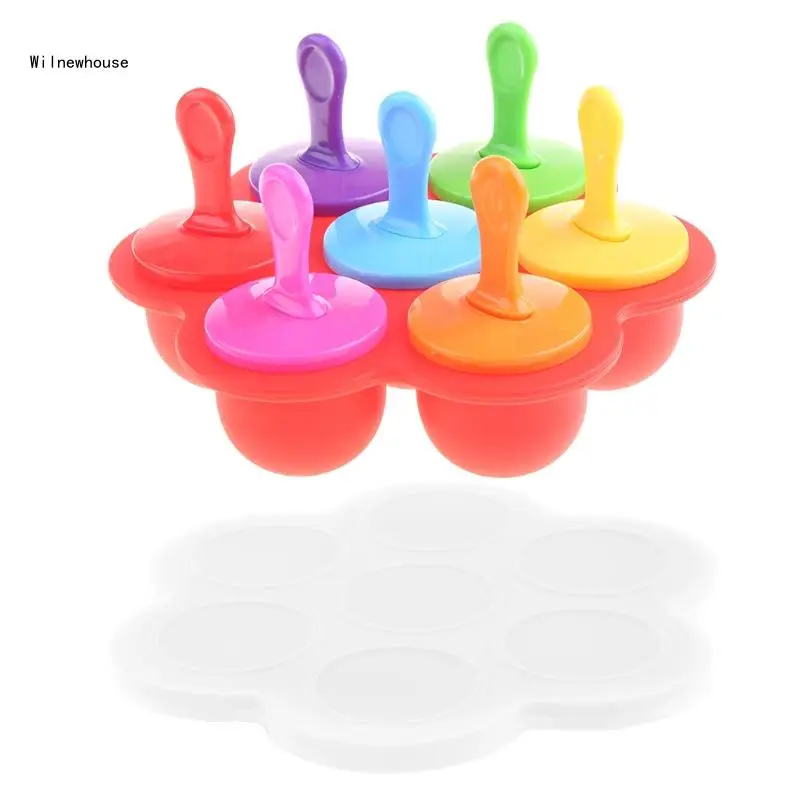 

7 Cell Silicone Mini Ice Mold Ice Cream Ball Lolly Maker Popsicle Mould Bab Dropship
