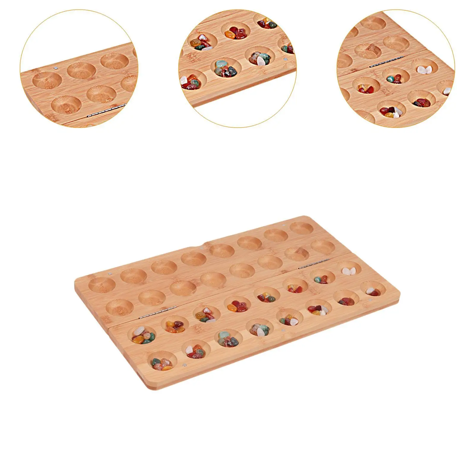 Wooden Folding Mancala Board Game Classic Strategy Game for Party Ages 7+ 5