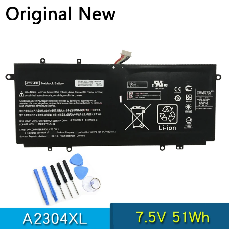 

NEW Original Battery A2304XL HSTNN-LB5R FOR HP Chromebook 14-Q 14-Q010NR 14-Q000 14-q049wm 738392-005 738075-421 7.5V 51WH