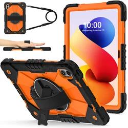 Enhanced Protective Tablet Case with Shoulder Strap, Heavy Duty Design for Redmi Pad 2Pro 12.1 (Black orange)