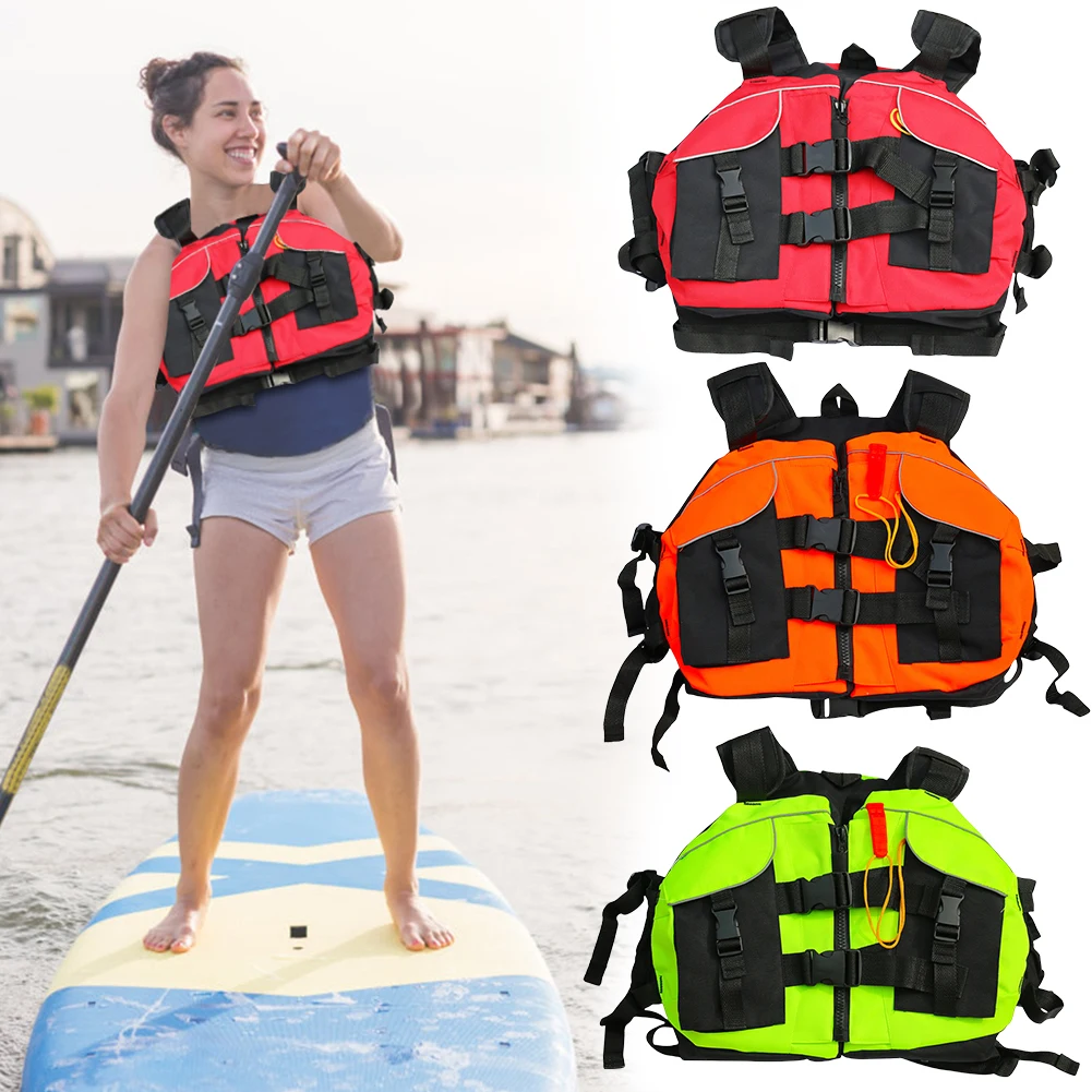

Life Jacket Survival Swimsuit Adjustable Safety Vest High Buoyancy Life Vest Dual Buckle For Kayaking Boating Accessories