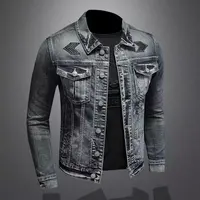 Veste en jean vintage pour hommes, vêtements de motard, revers boutonné, beau, tendance de la rue, rue adt 3