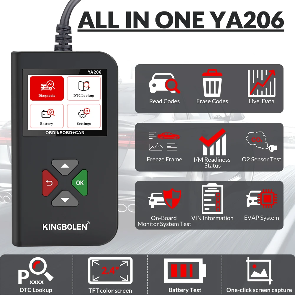 KINGBOLEN YA206 Car OBD2 Fault Reader Scanner