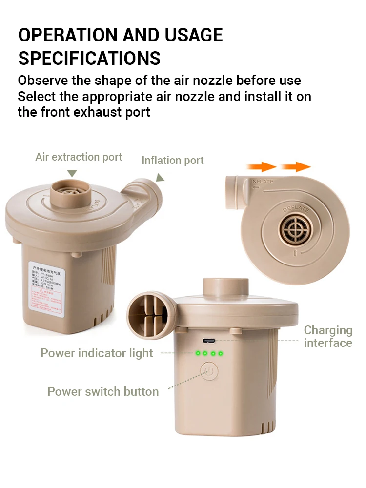 2000mAh Portable Air Pump USB Rechargeable Wireless Electric Pump To Inflate Deflate for Pool Floats Air Bed Vacuum Storage Bags