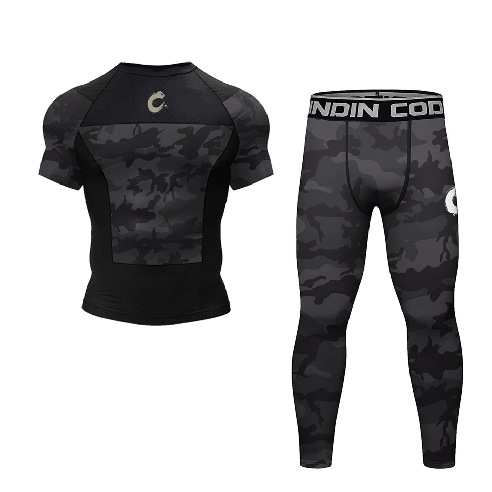 Mens Black No Gi BJJ Jiu Jitsu Set - MMA Shorts  Compression Rashguard