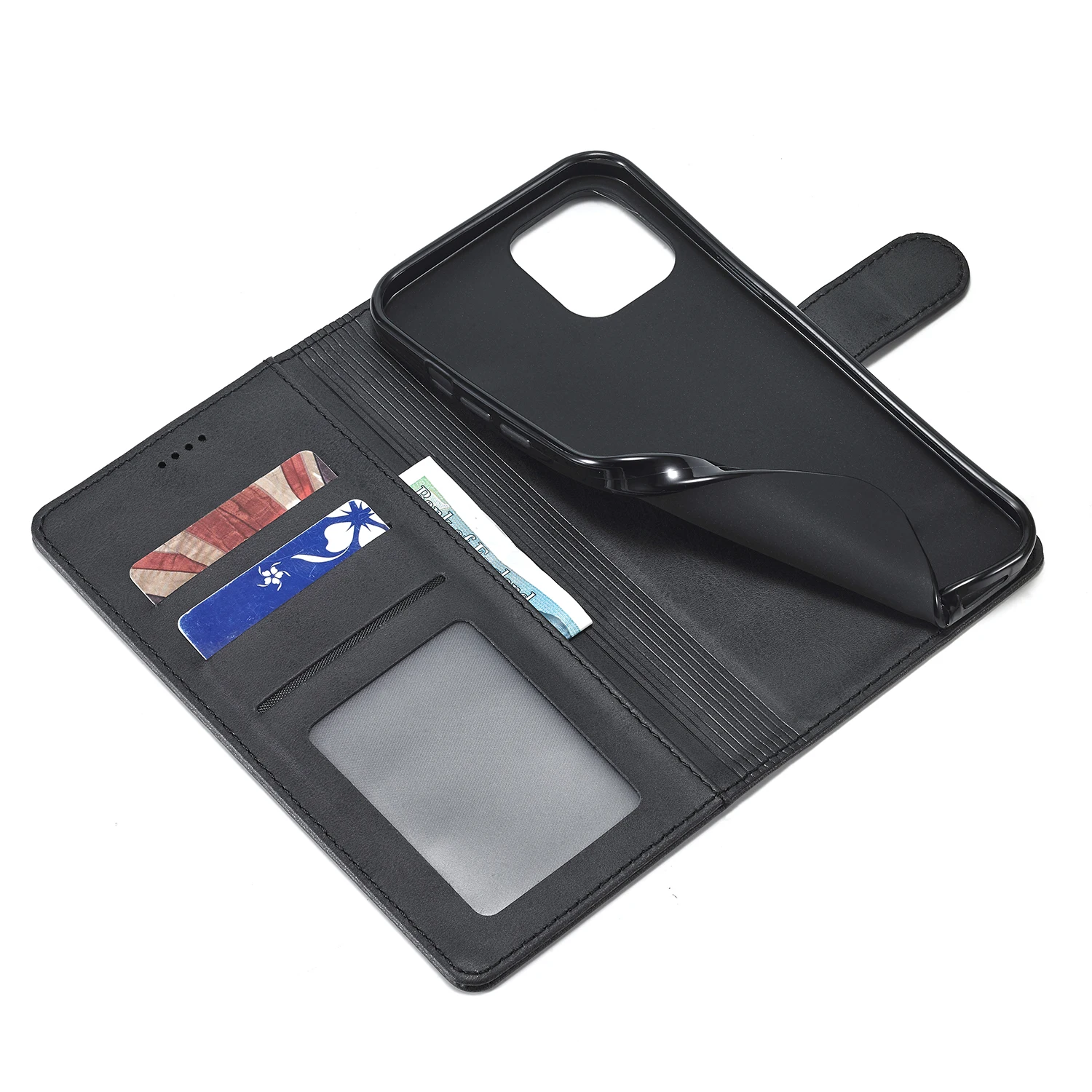Premium Flip Leather Wallet Phone Case with Business Card Slot