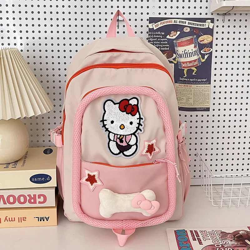 Hello Kitty New Cute Cartoon Girls Backpack Large Capacity School Bag Female Student School Bag Casual Fashion Backpack Women