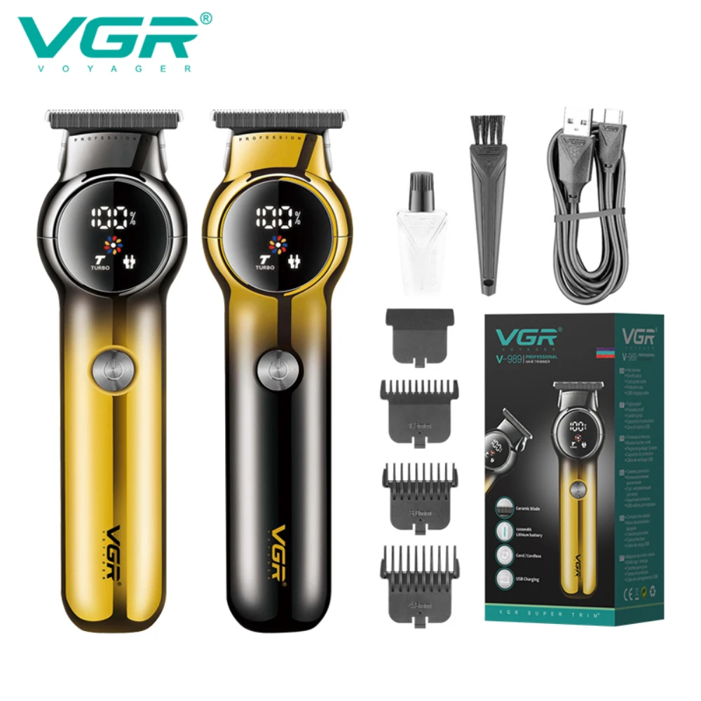 

VGR Hair Clipper Rechargeable Hair Trimmer Cordless Hair Cutting Machine Barber Haircut Digital Display Clipper for Men V-989