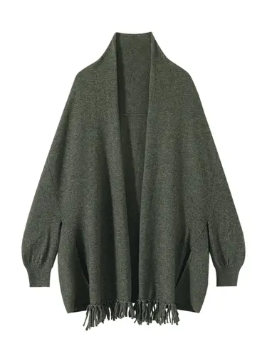 Light Luxury Autumn Winter Woman Shawl New Fashion 100% Cashmere Knitwear Tassel Loose Sweater Lady Long Sleeve Clothing Tops - Image 3