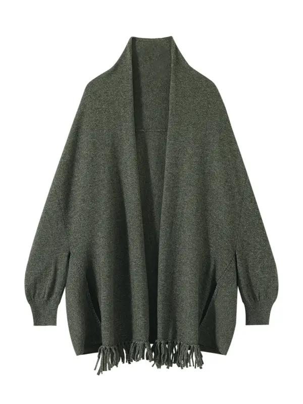 Light Luxury Autumn Winter Woman Shawl New Fashion 100% Cashmere Knitwear Tassel Loose Sweater Lady Long Sleeve Clothing Tops - Image 3