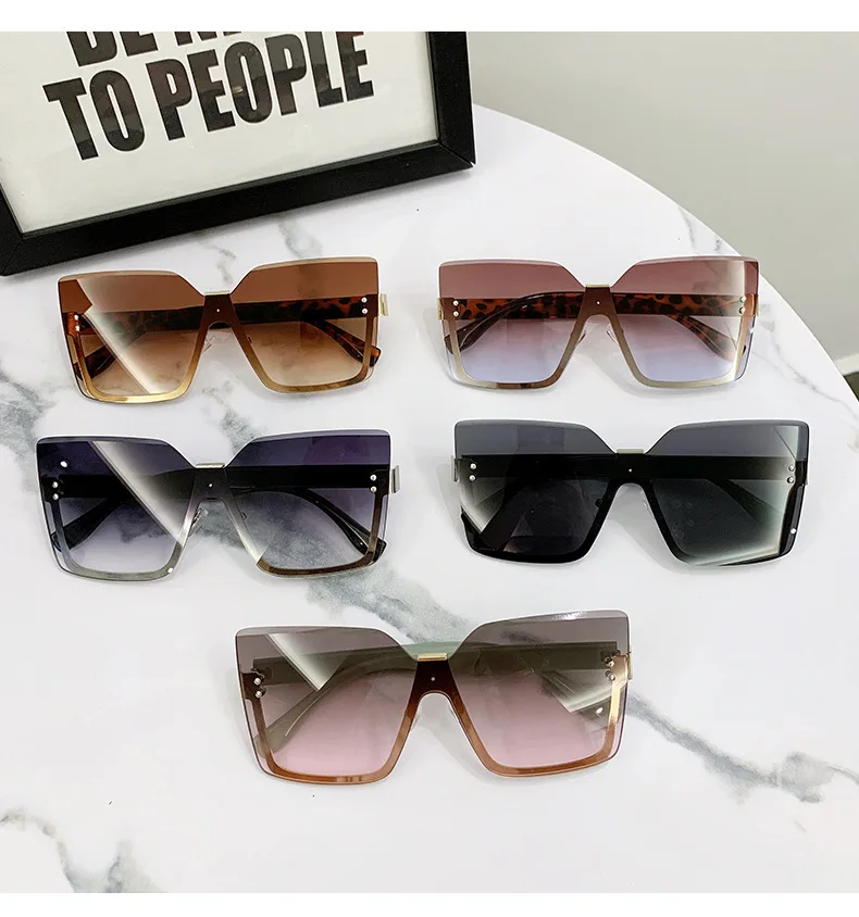 Neue europäische und amerikanische Stil Halb rahmen Metall Sonnenbrille Mode schlanke Damen Sonnenbrille Anti-UV-Brille – Detail 5