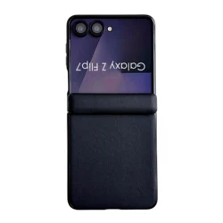 Luxurious PU Leather Phone Case with Hinge Connection Protective Cover Shell - Galaxy Z Flip5 (Black)