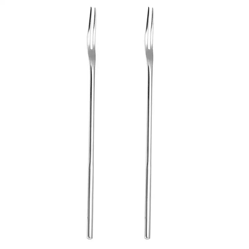 Stainless Steel Fruit Forks Two Teeth Dessert Forks Kitchen Utensils
