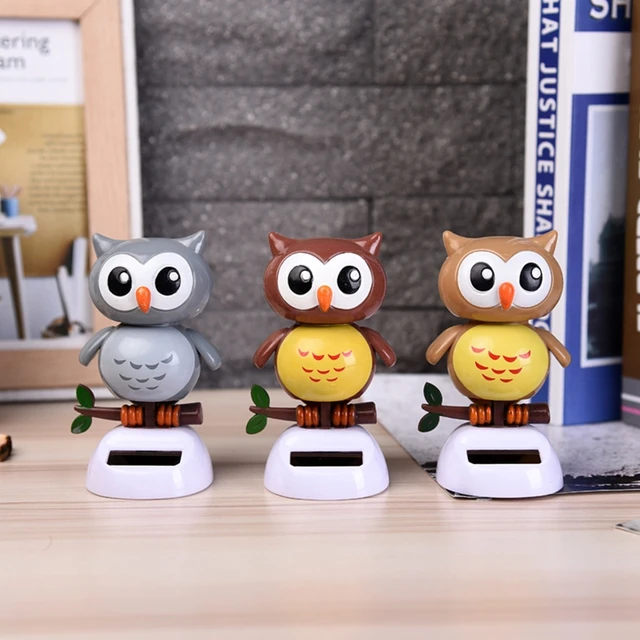 1 Pc 5’’ Solar Dancing Owl Animal Figurine Model Car Dashboard Decoration Interactive Automobile Decor Children’s Favor Toys 2
