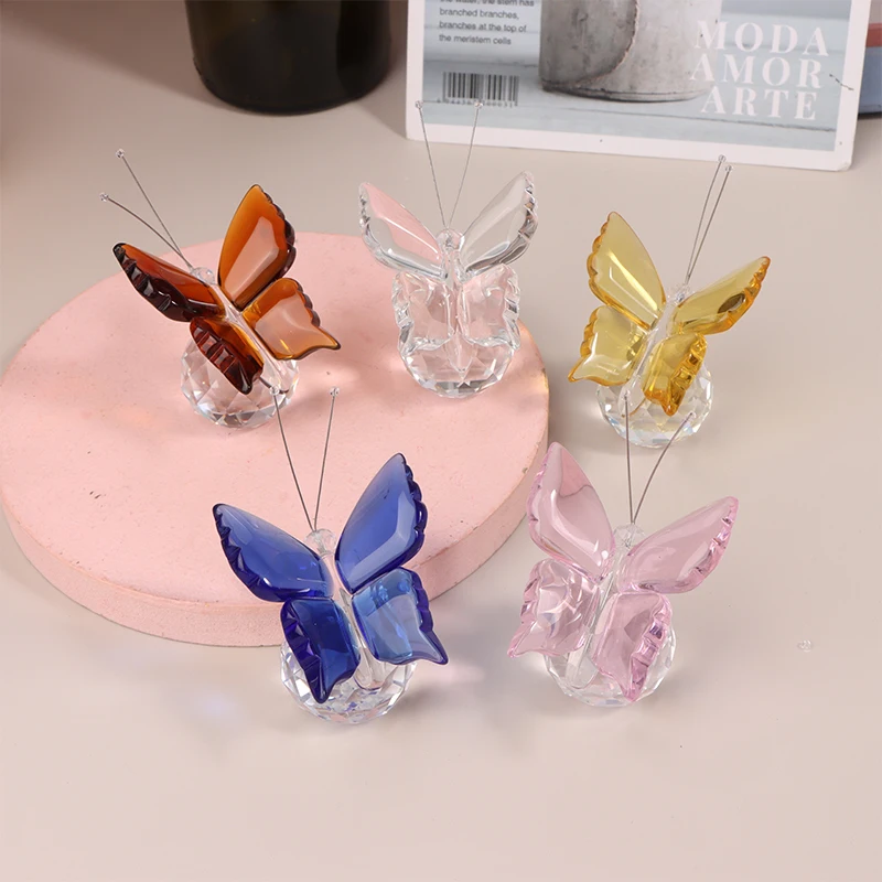 

1Pc Crystal Butterfly With Ball Figurine Home Wedding Decoration Craft Collection Paperweight Table Ornaments Souvenir Gifts