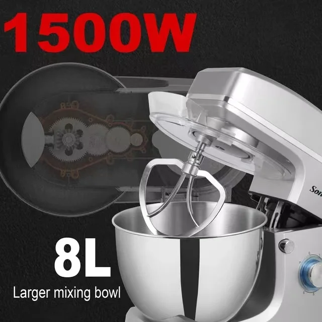 12L Stand Mixer Kitchen Aid Food Blender Cream Whisk Cake Dough Mixers With  Bowl Stainless Steel