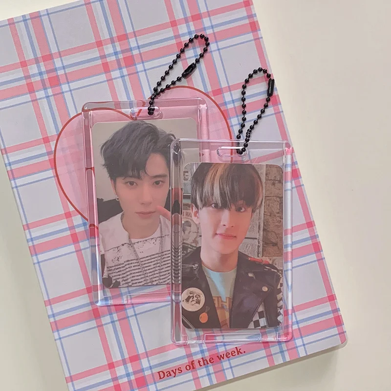 1Pc Transparent Acrylic 3 Inch Photo ID Protective Cover Card Book Capacity Cards Clip Ticket Collection Pendant Shell