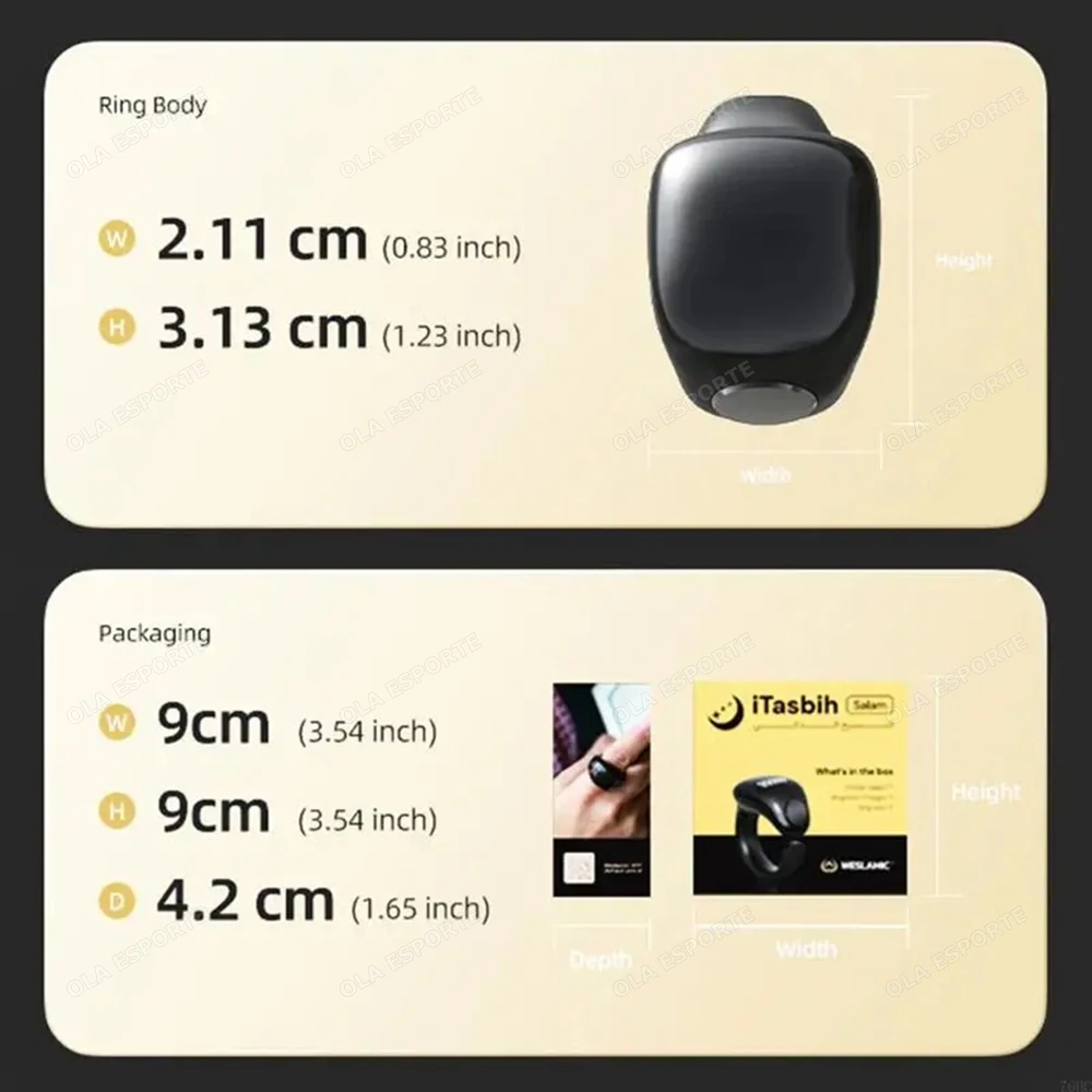 Electronic Tasbih Counter Weslamic Itasbih Zikr Ring Digital Counting Accessory for Prayers, Up to 9999 Counts Waterproof 2025