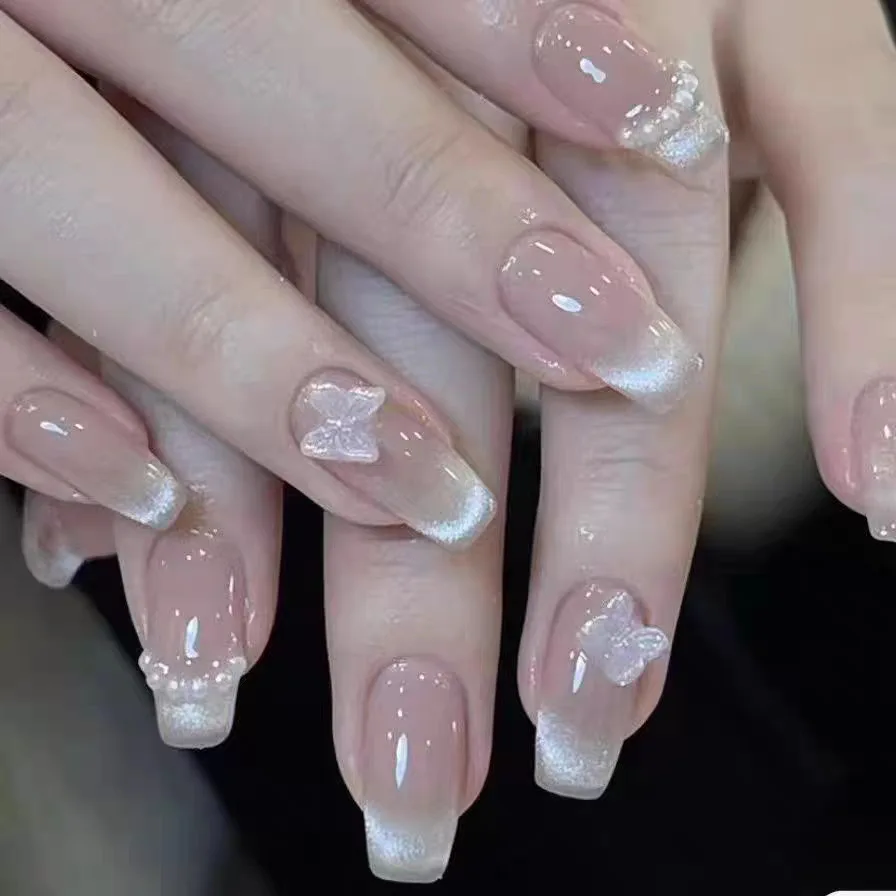Pink Butterfly Press on Nails Image 4