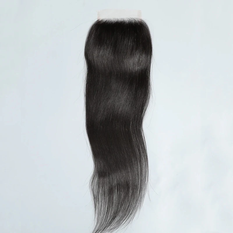 Straight Human Hair 4x4 Lace Closure Transparent Swiss Lace Pre-Plucked Natural Color 150% Density 10-20 Inch Body Wave Closure